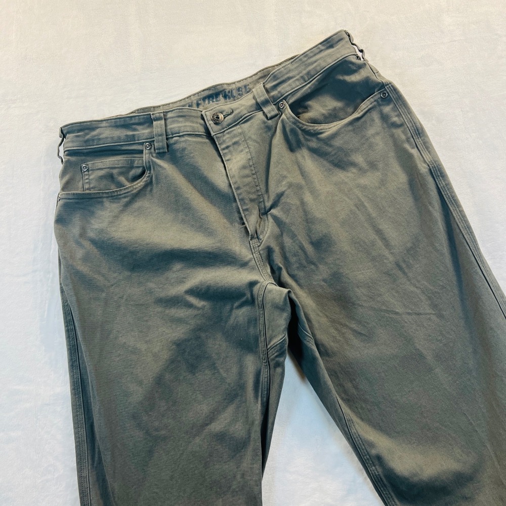 Duluth Trading Co Flex Fire Hose Mens 36x34 Standard Fit Canvas Work Pants Green